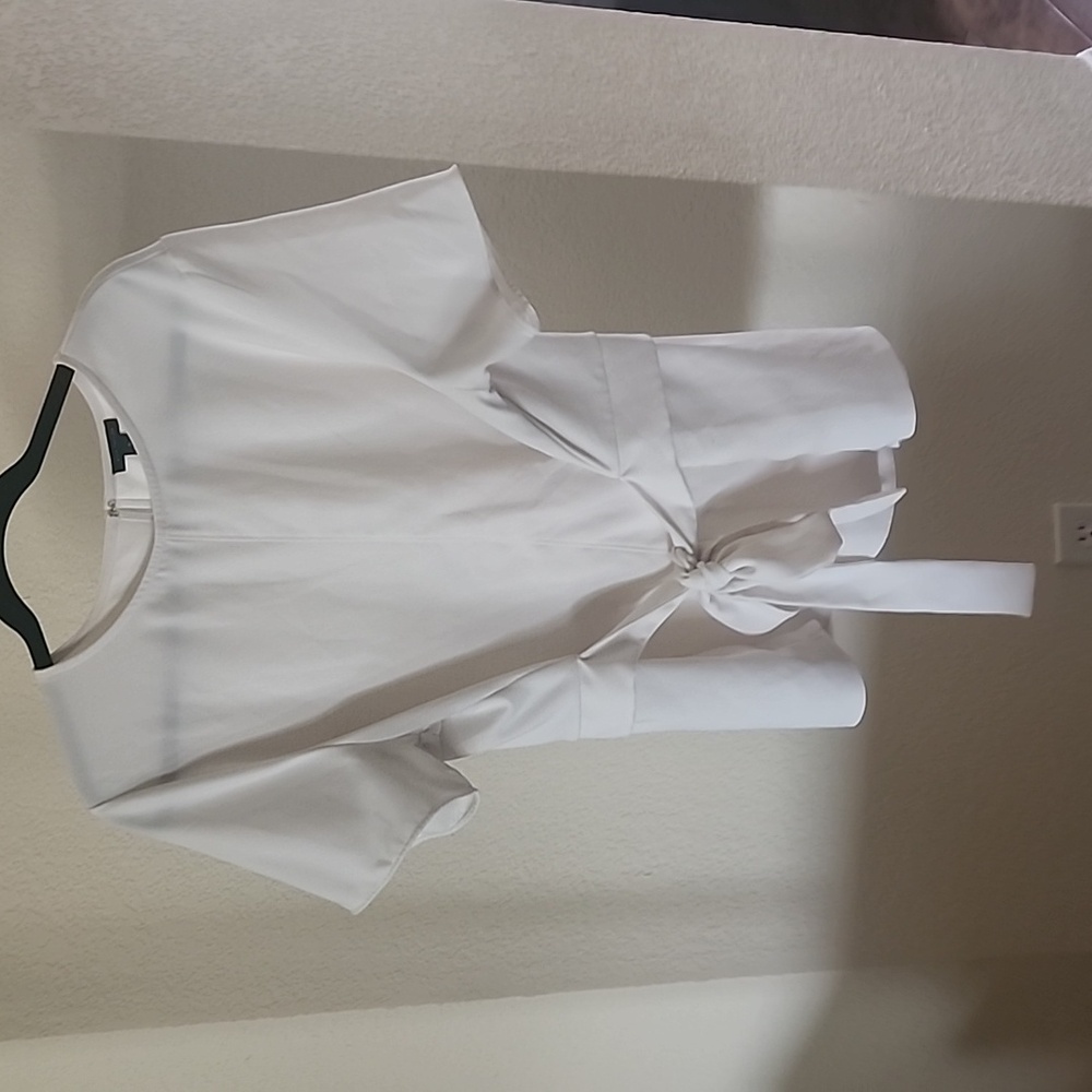 Womens Ann Taylor white tie blouse